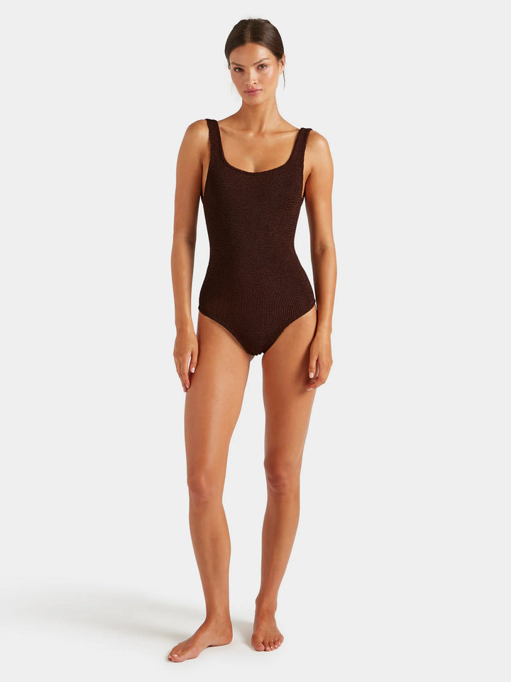Coverage Square Neck Swim - Metallic Chocolate