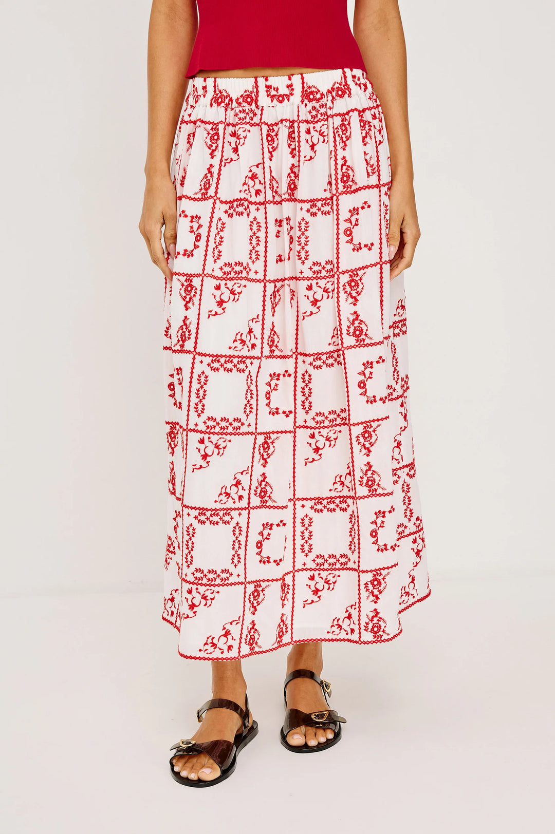 Dax Skirt - Ivory Red Handkerchief