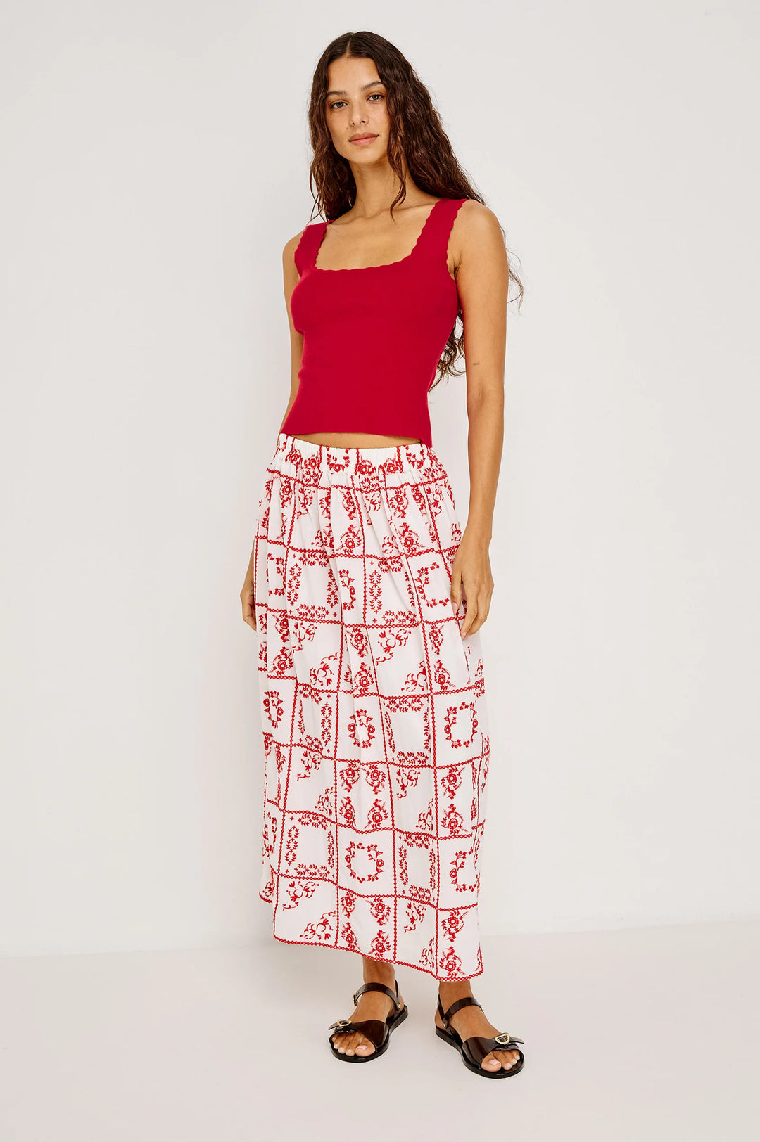 Dax Skirt - Ivory Red Handkerchief