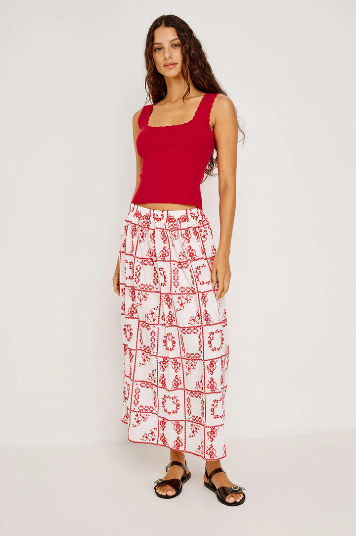 Dax Skirt - Ivory Red Handkerchief