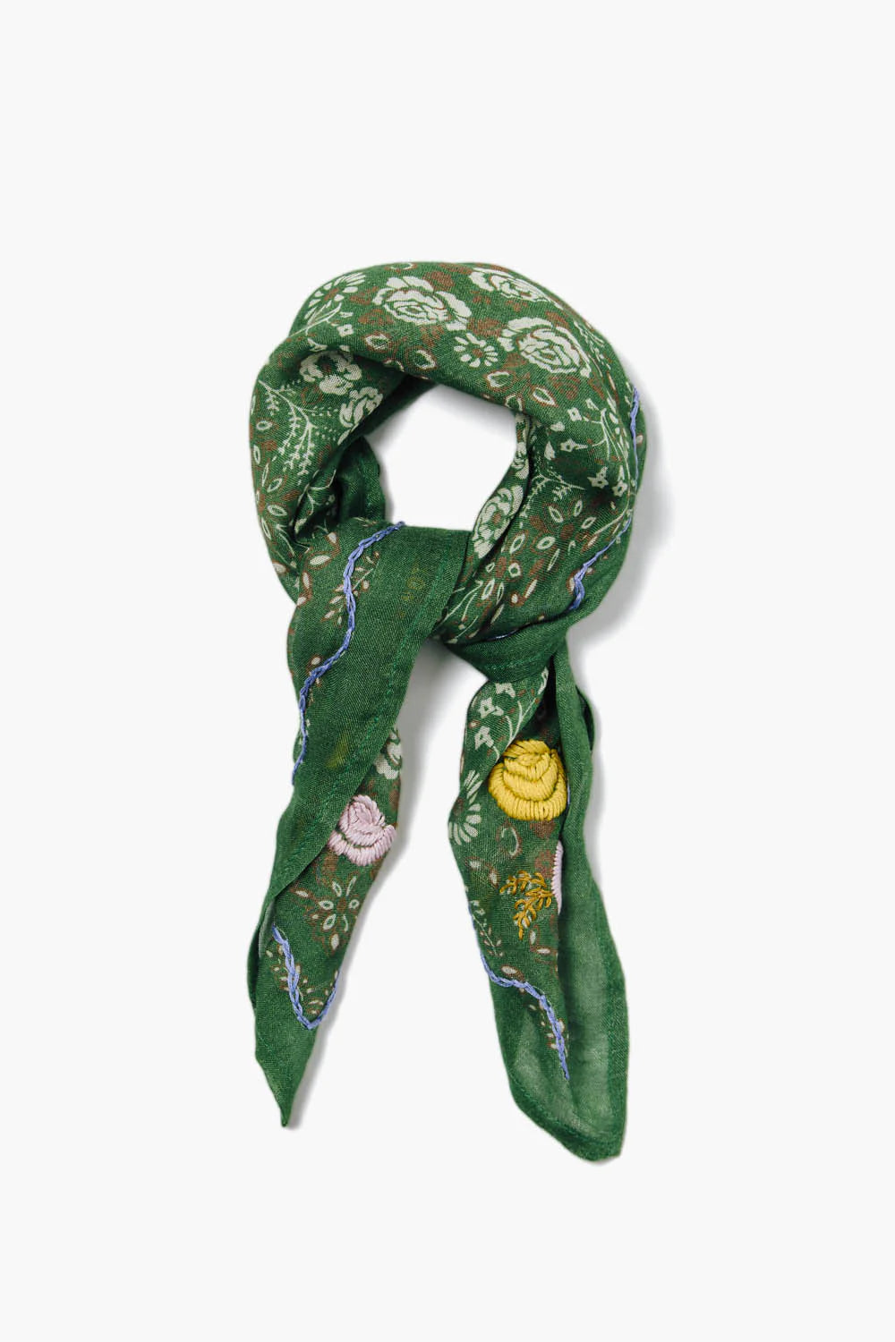 Embroidered Floral Bandana - English Ivy