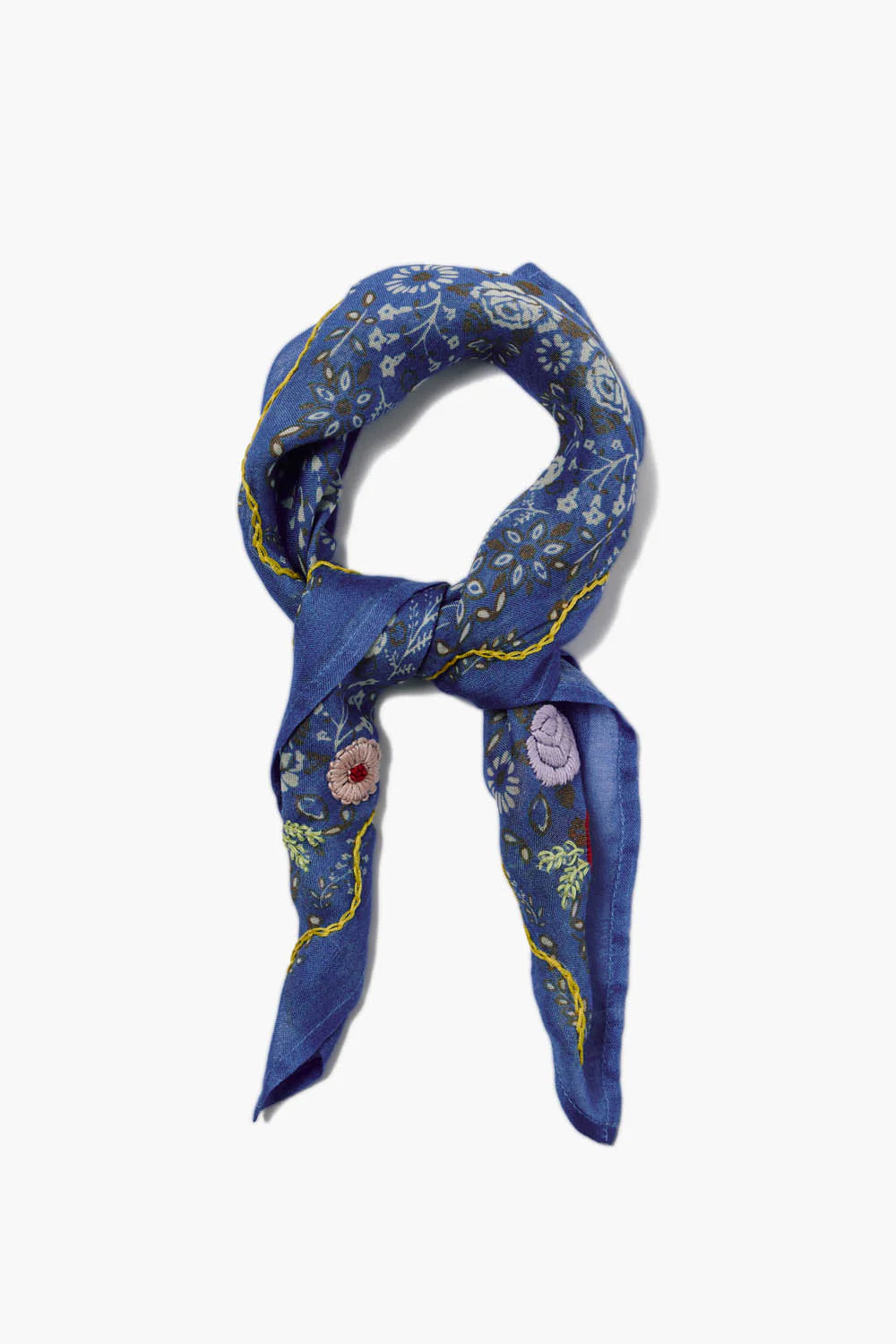 Embroidered Floral Bandana - Granada Sky