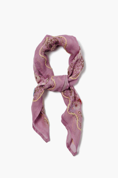 Embroidered Floral Bandana - Pastel Lavender