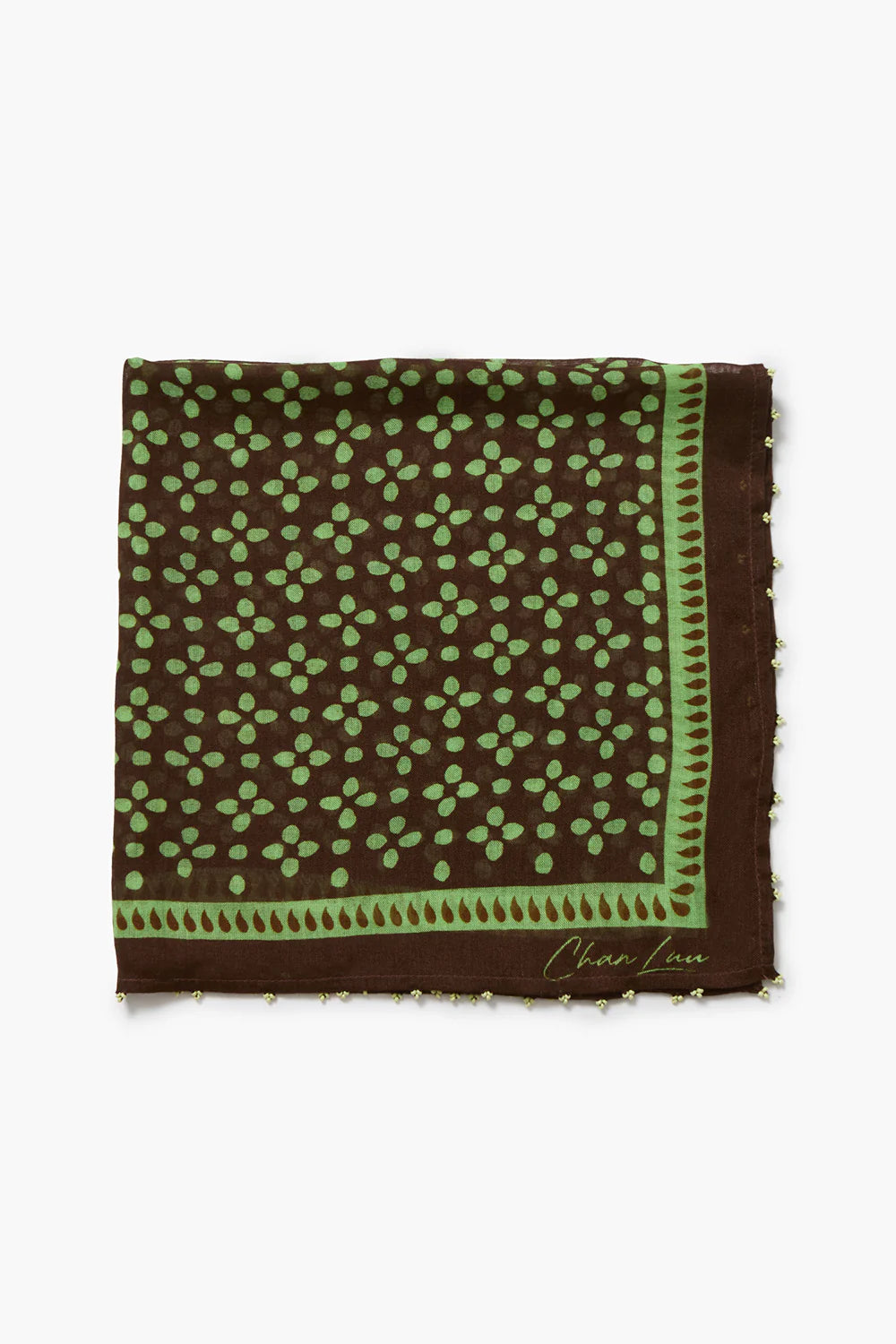Beaded Floral Bandana - Espresso