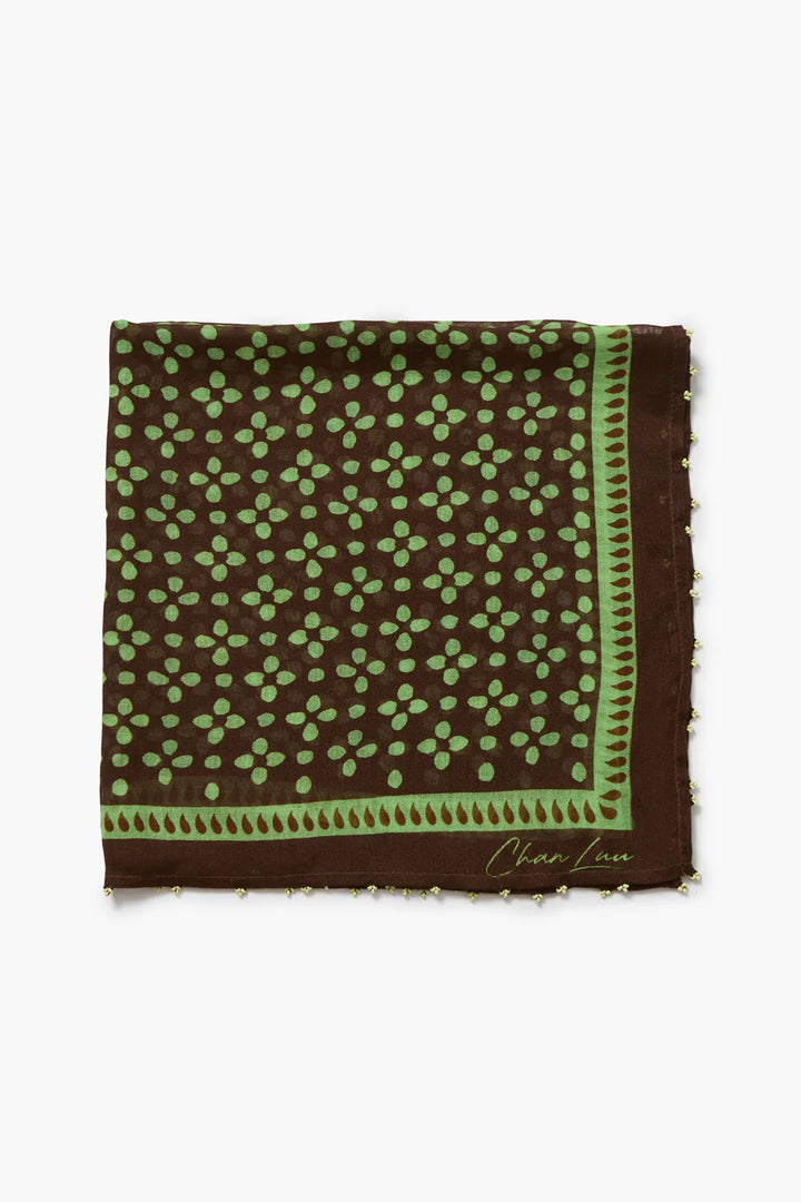 Beaded Floral Bandana - Espresso