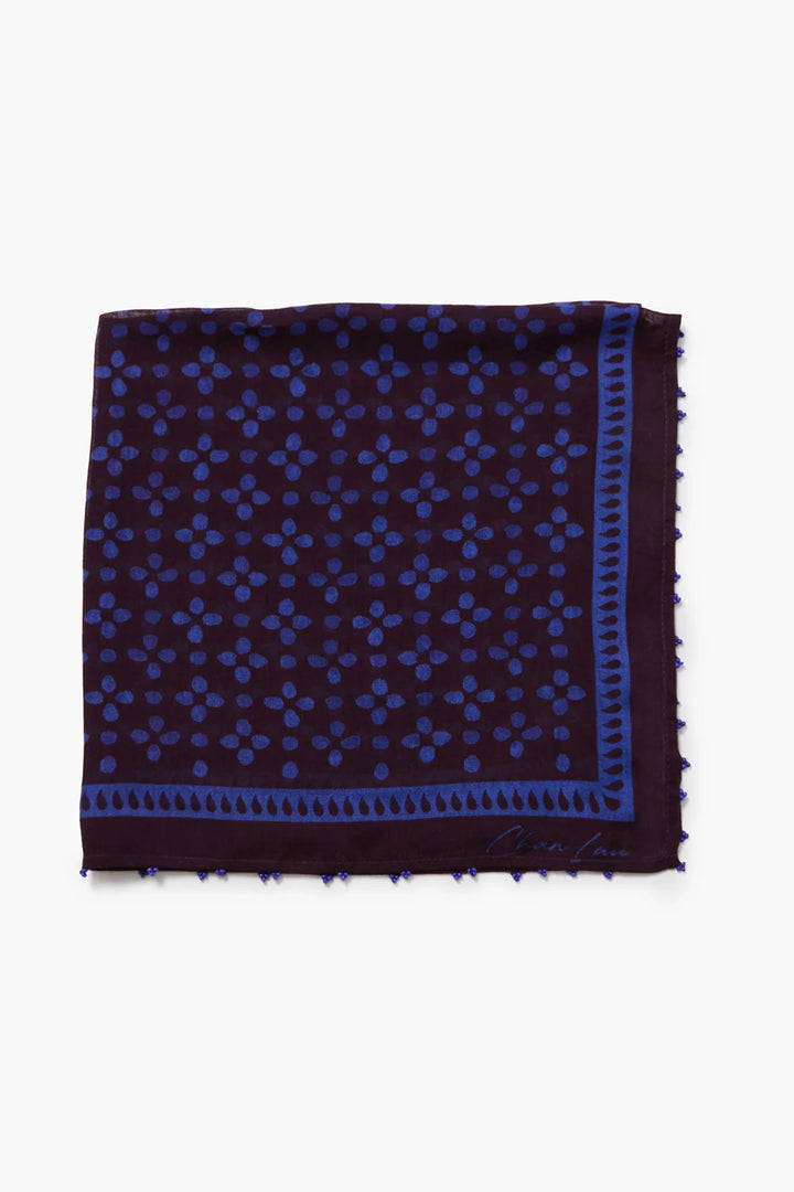 Beaded Floral Bandana - Lapis
