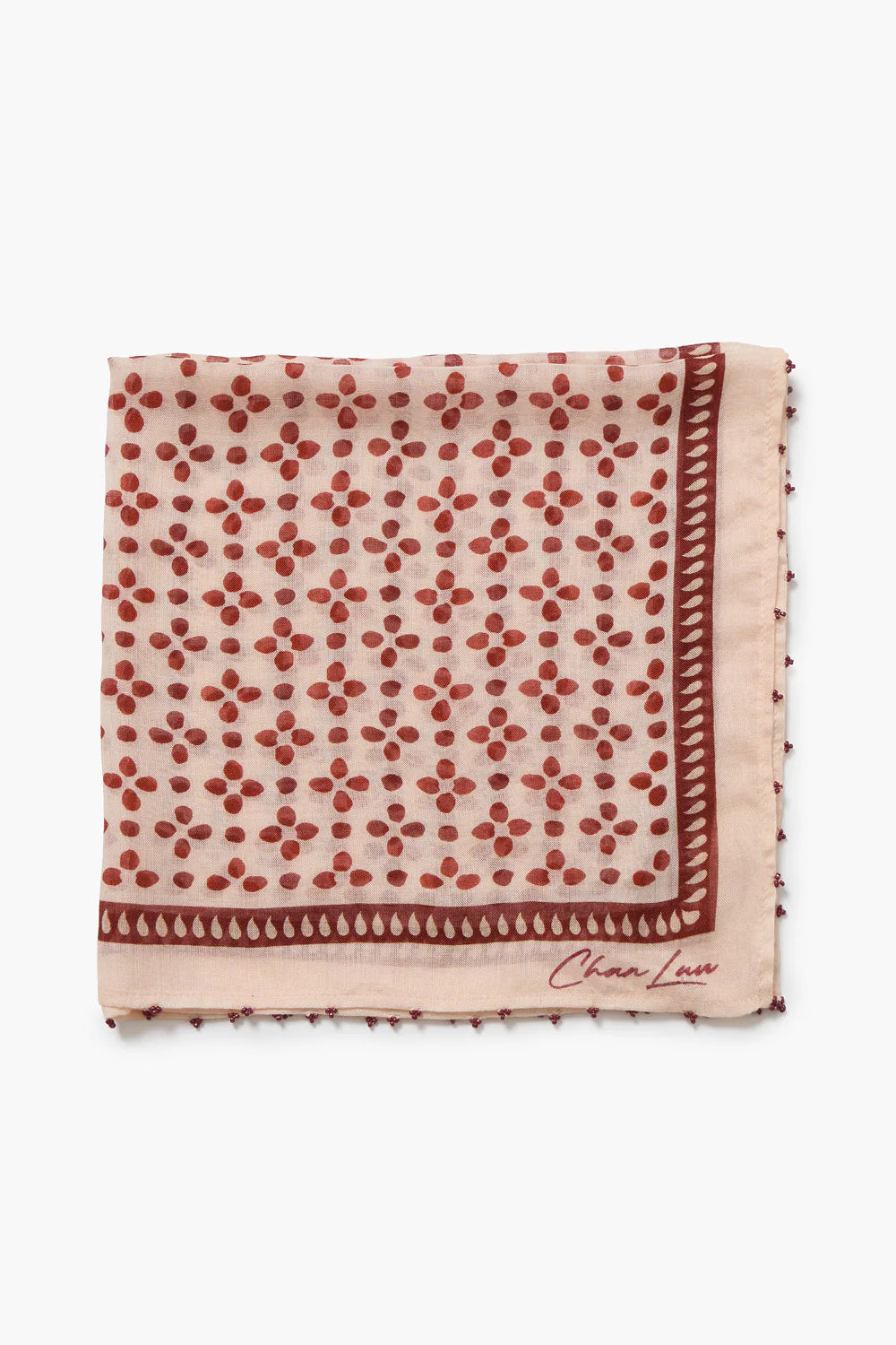 Beaded Floral Bandana - Pink Sand