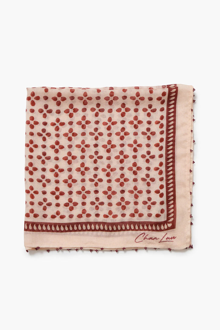 Beaded Floral Bandana - Pink Sand