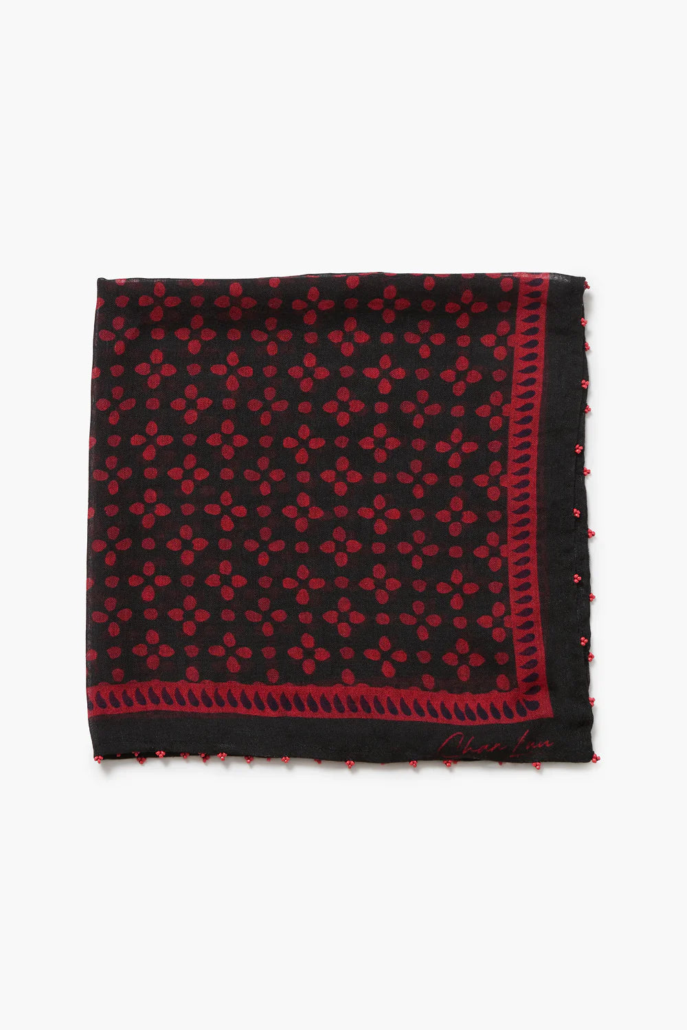 Beaded Floral Bandana - Sapphire