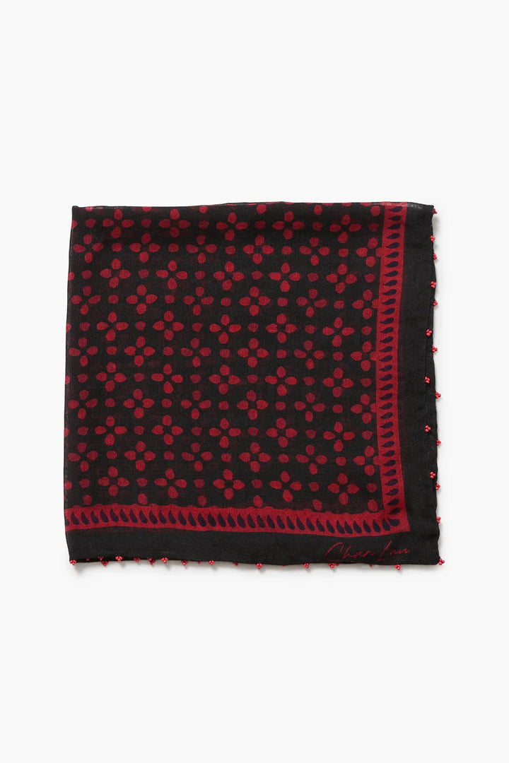 Beaded Floral Bandana - Sapphire
