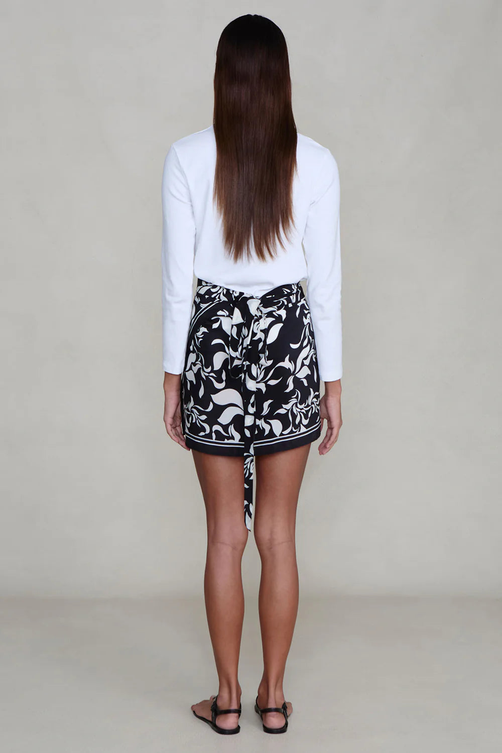Silk Mini Wrap Skirt - Black