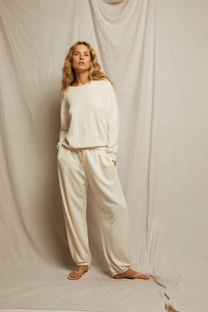 Lennon Cotton Beach Sweatshirt - Bright Ivory