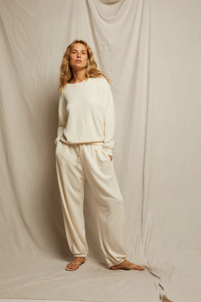 Lennon Cotton Beach Sweatshirt - Bright Ivory