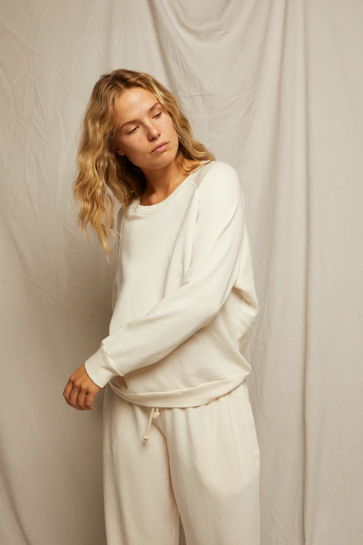 Lennon Cotton Beach Sweatshirt - Bright Ivory