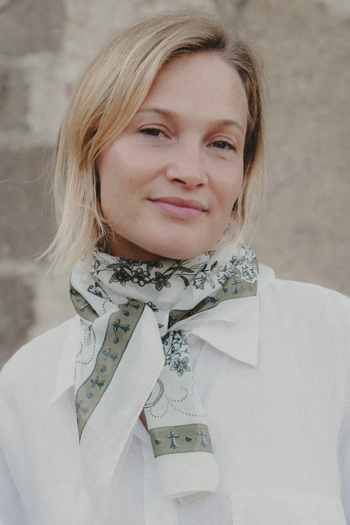 Toile de Jouy Scarf - Green