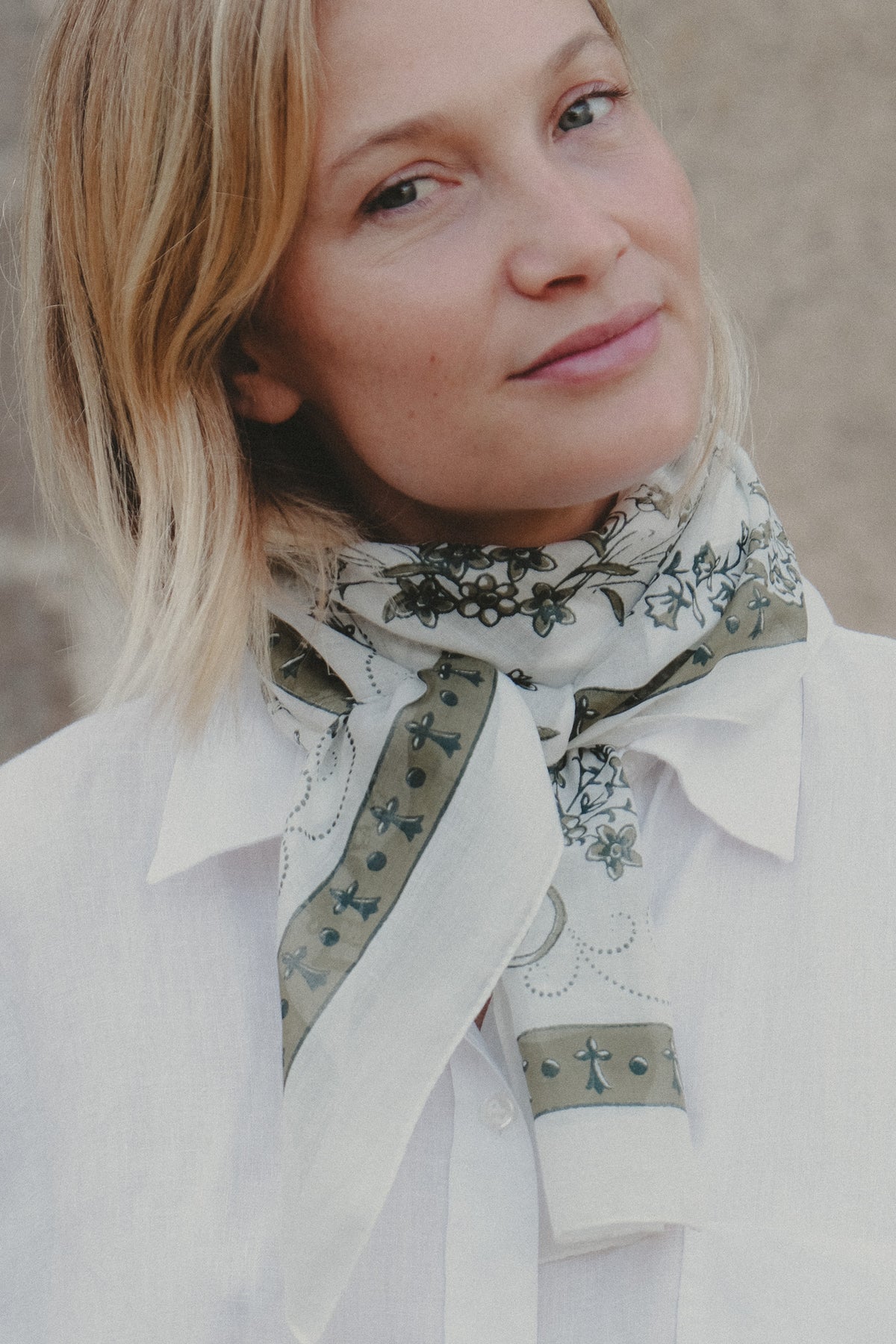 Toile de Jouy Scarf - Green
