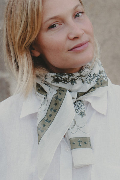 Toile de Jouy Scarf - Green