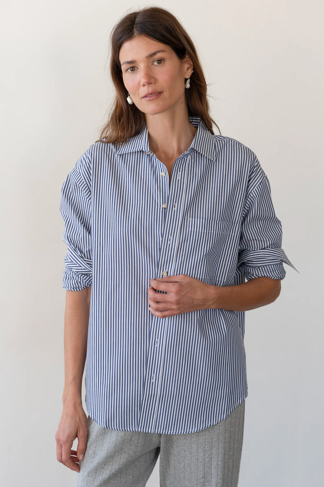 The Pop Shirt - Navy Stripe