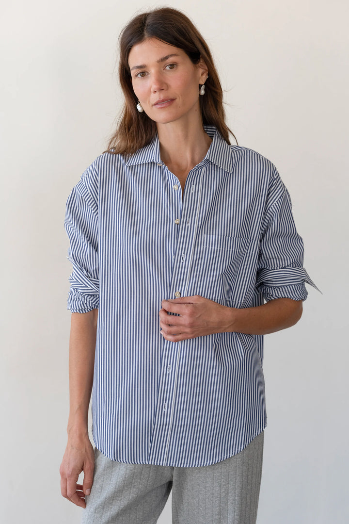 The Pop Shirt - Navy Stripe