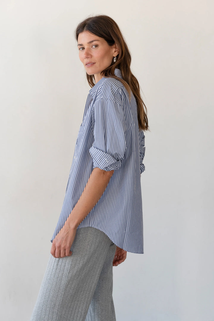 The Pop Shirt - Navy Stripe