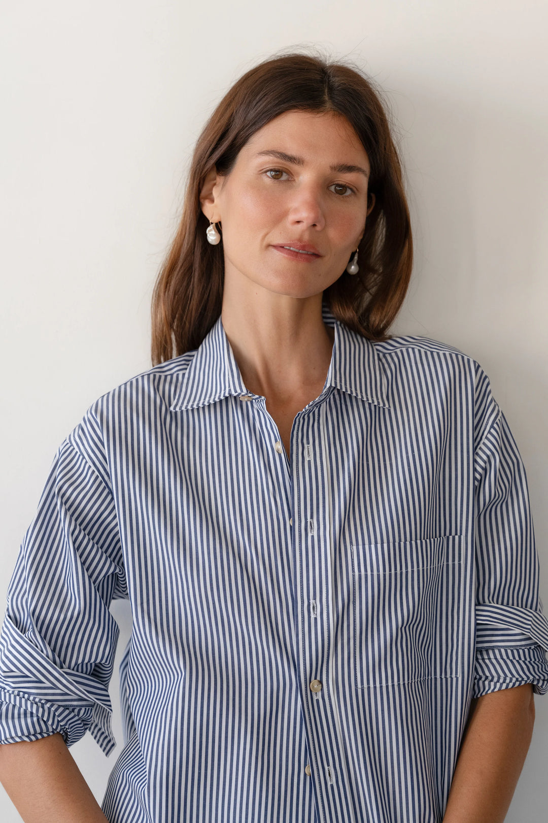 The Pop Shirt - Navy Stripe