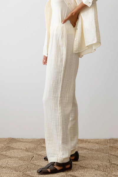 The Bubble Crop Simple Pant - Creme