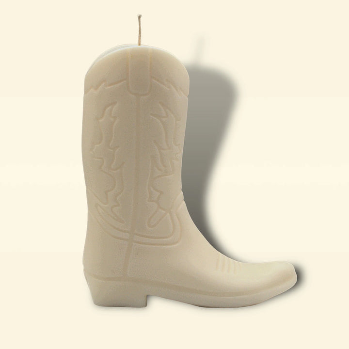 Cowboy Boot Candle - White