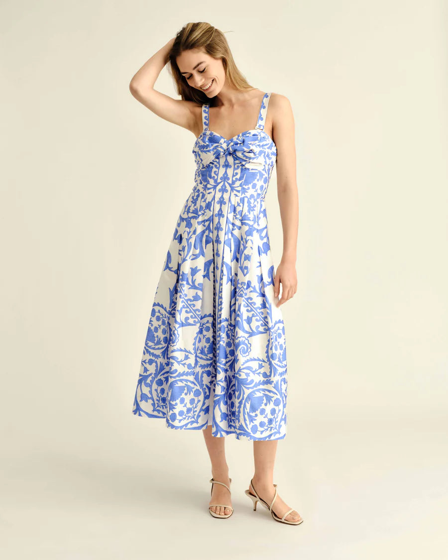 Ingrid Dress - Faraway Print-Provence Blue