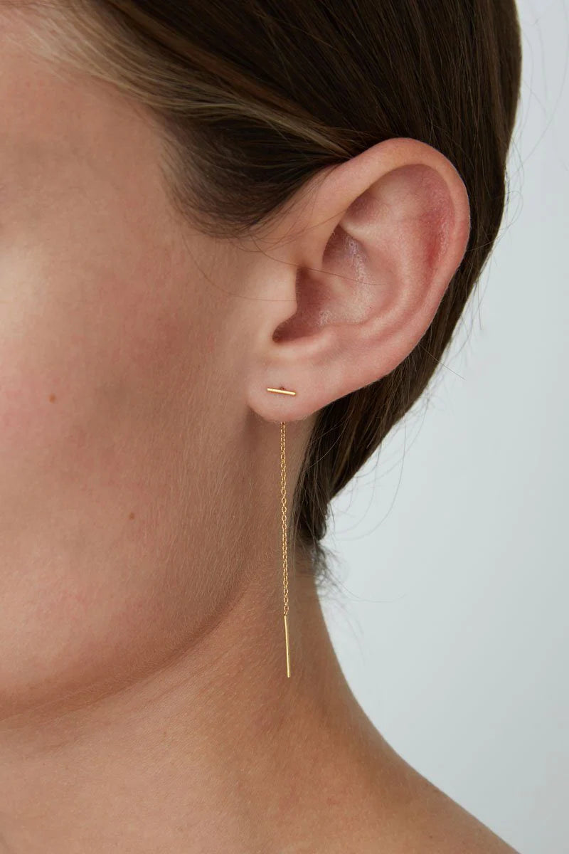 Gold Bar Thread Earrings