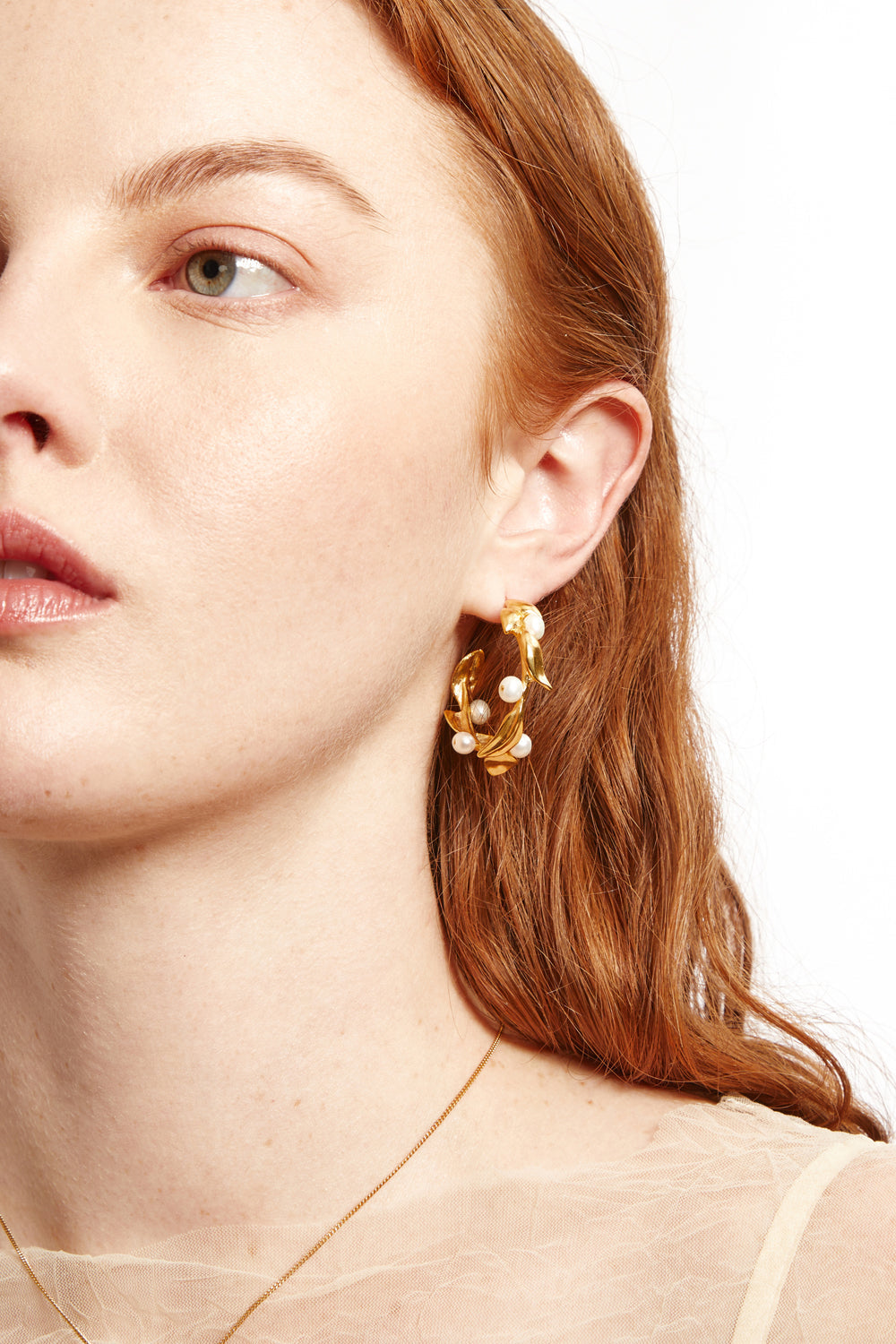 Olive Branch Hoop Earrings - Maxi Gold