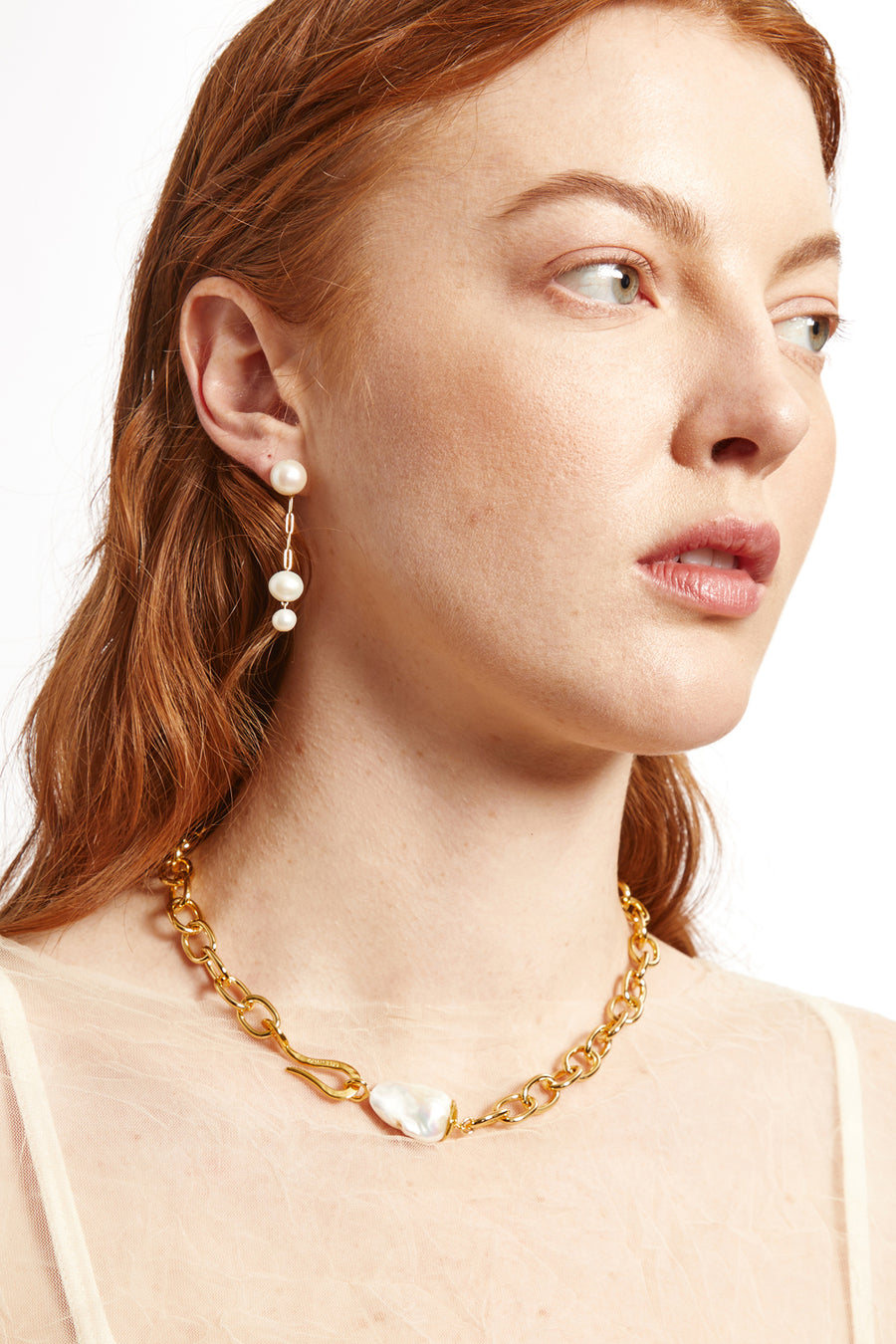 Phoebe Tiered Drop Earrings - White Pearl