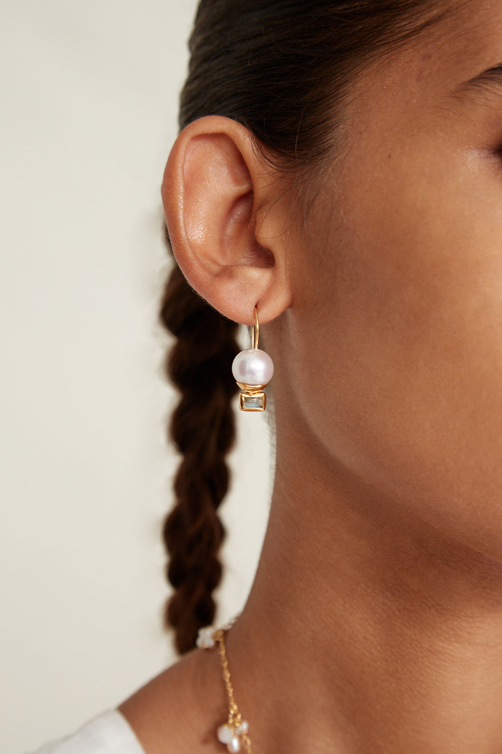 Elena Drop Earrings - White Pearl
