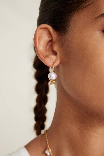 Elena Drop Earrings - White Pearl