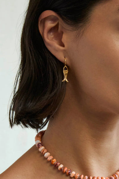 Mini Koi Earrings - Garnet