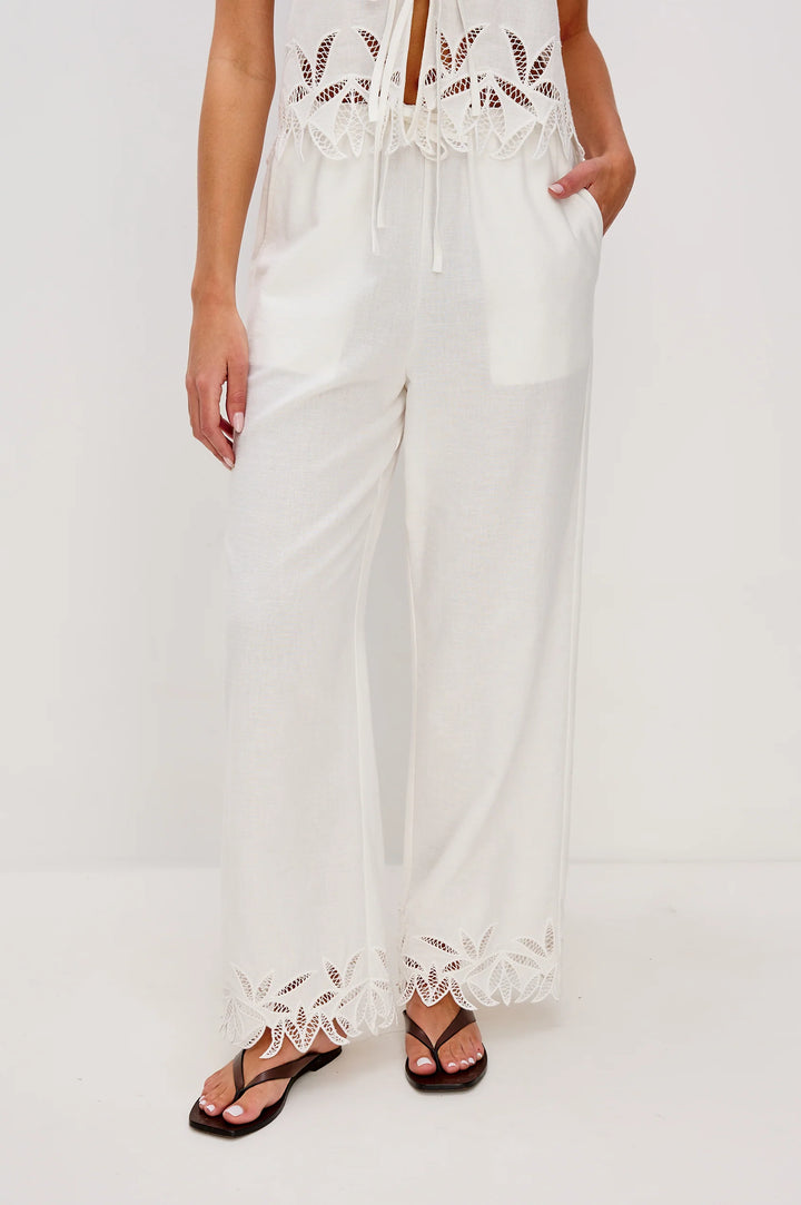 Emmie Pant - White Palm Embroidery