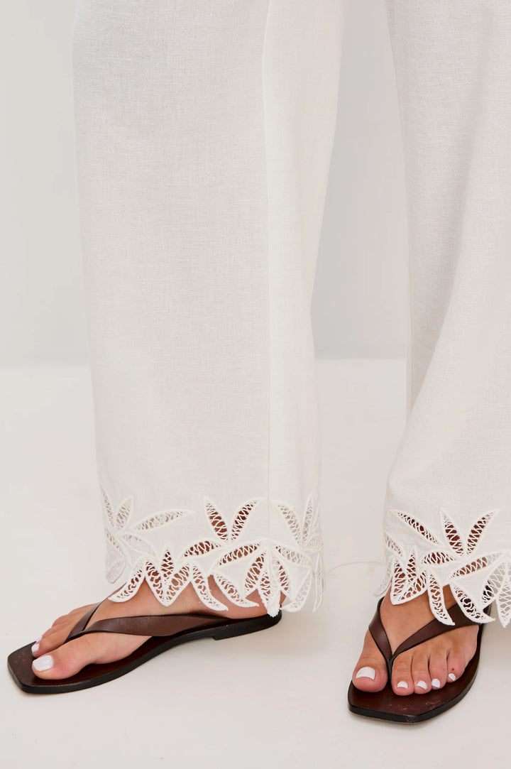 Emmie Pant - White Palm Embroidery