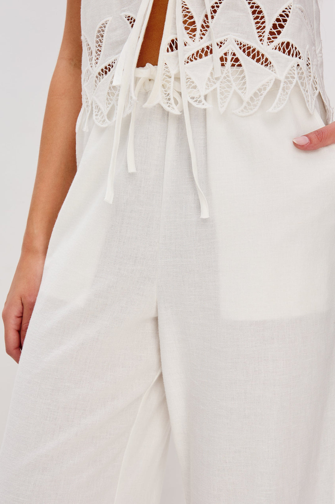 Emmie Pant - White Palm Embroidery