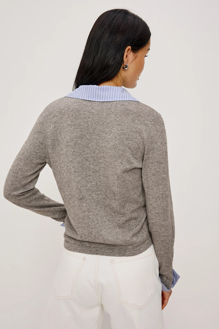 Eryn Cardigan - Heather Grey Poplin Mix