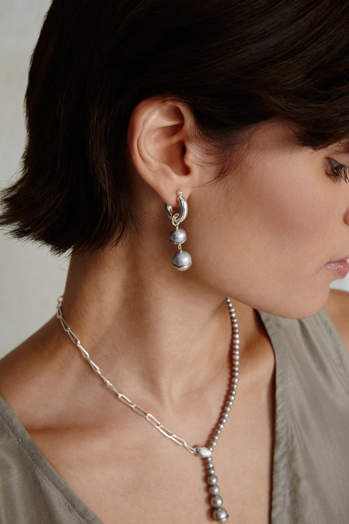 Silver Dipped Tiered Hoop Earrings