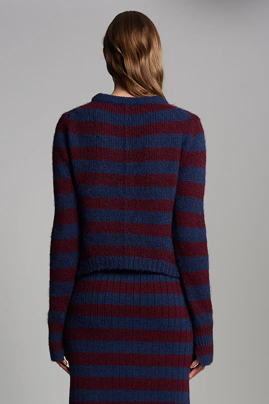 Ava Stripe Sweater - Navy/Merlot