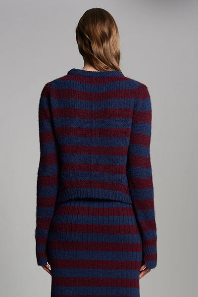 Ava Stripe Sweater - Navy/Merlot