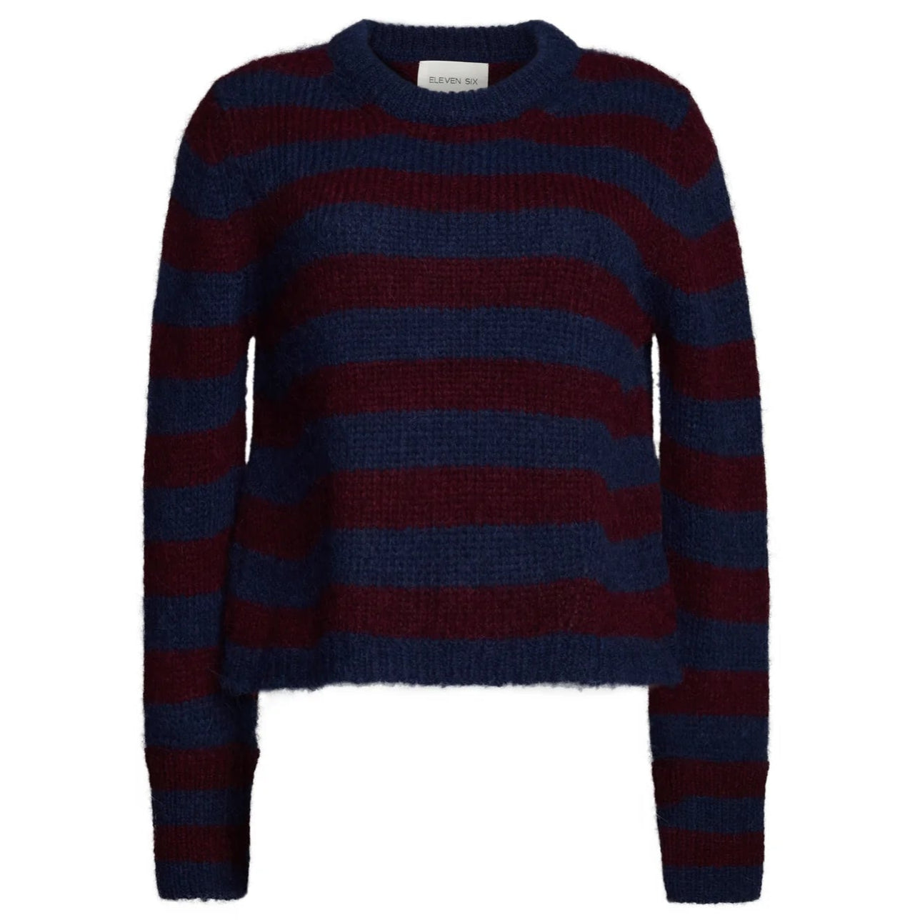 Ava Stripe Sweater - Navy/Merlot
