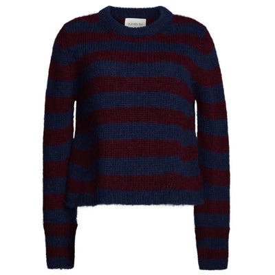 Ava Stripe Sweater - Navy/Merlot