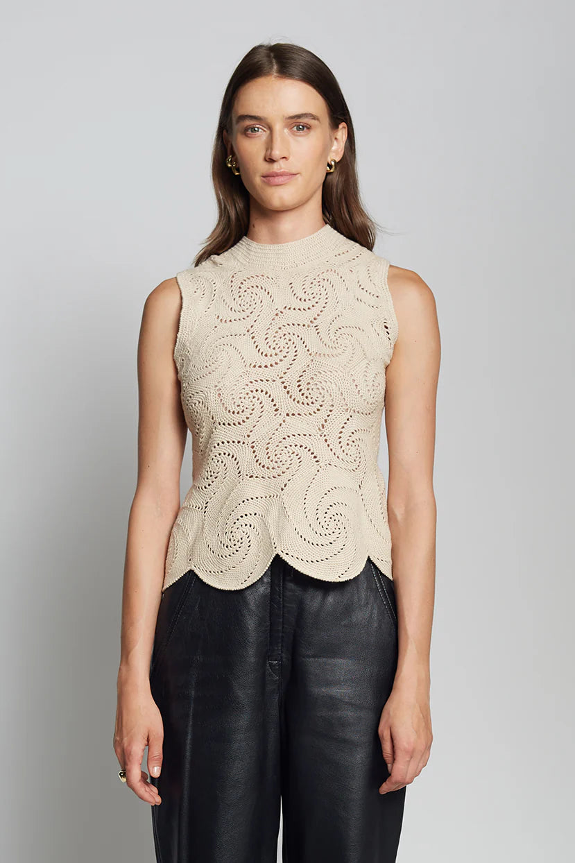 Evie Crochet Top - Nude