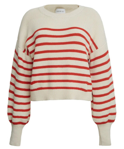 Layla Stripe Sweater - Ivory & Tomato