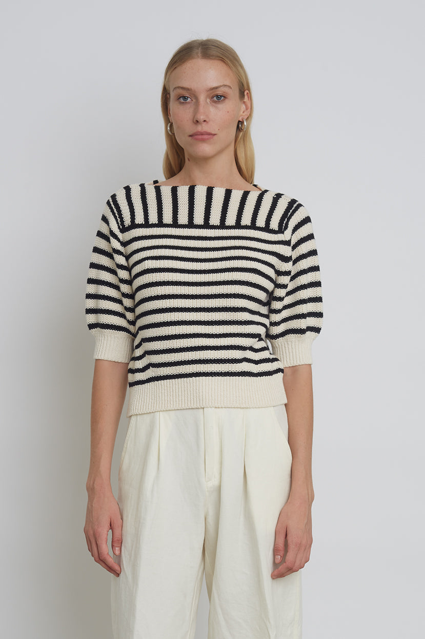Iris Sweater - Ivory & Black Stripe