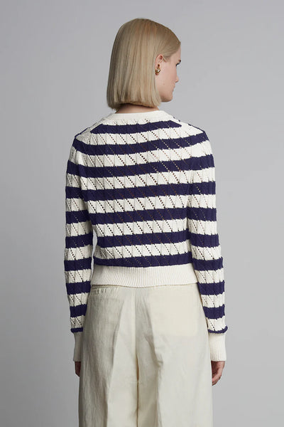 Aya Stripe Cardi - Ivory/Navy