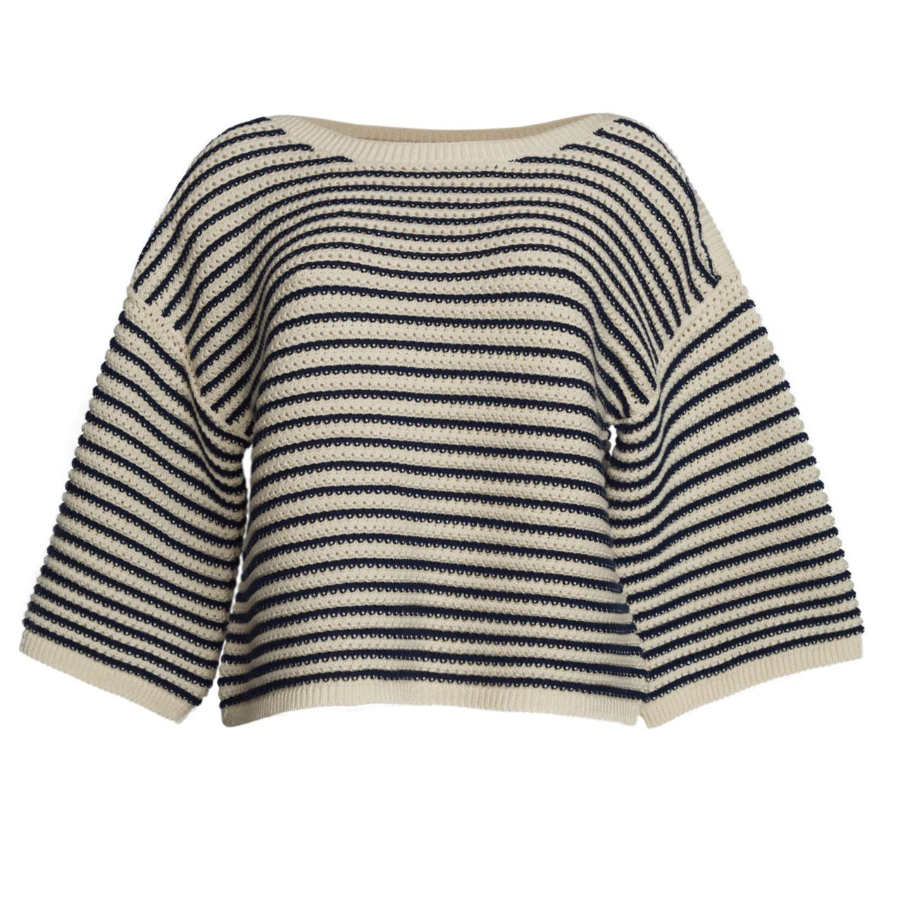 Elena Sweater - Ivory/Navy