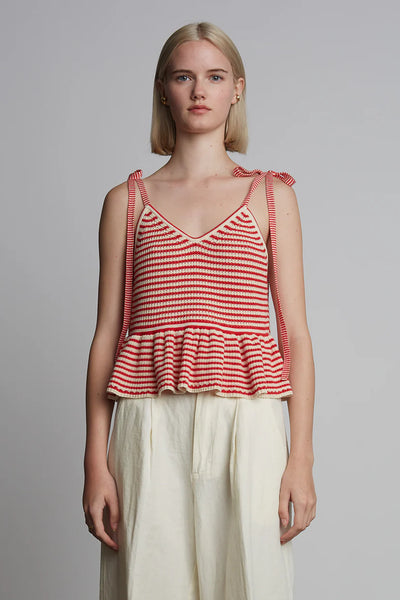 Mali Stripe Cami - Ivory/Rosso