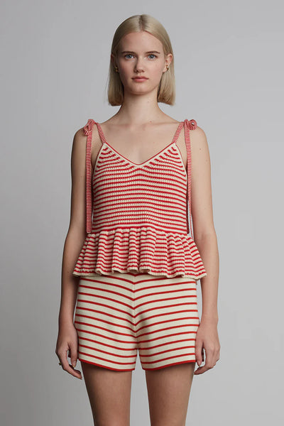 Mali Stripe Cami - Ivory/Rosso